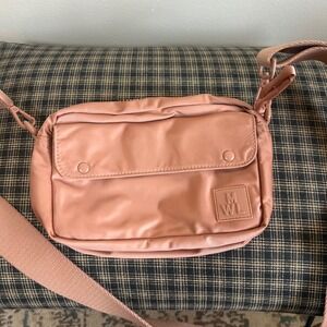 MWL Pink Nylon Crossbody Bag Small Flap Pockets Adjustable Strap